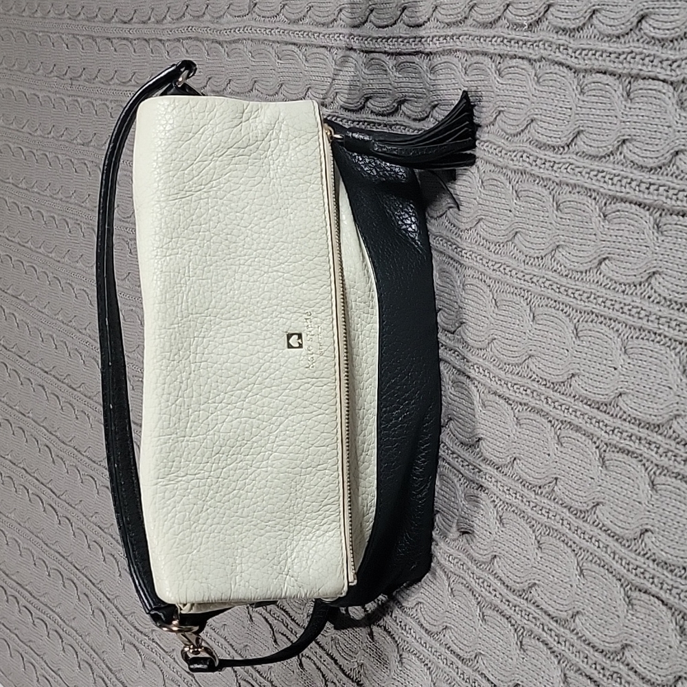 Black & White Pebble Leather Kate Spade Bag